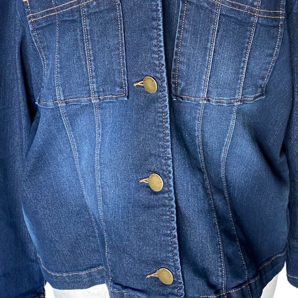 Democracy Denim Trucker Jean Jacket Blue Military Indie Grunge Faded-XL - Picture 8 of 16